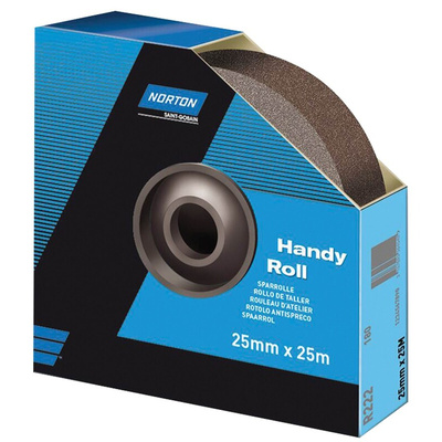 Norton P60 Grit Medium Sandpaper Roll, 25m x 50mm