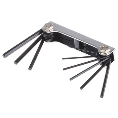 RS PRO 9 piece Folding Imperial Hex Key Set, 0.05 → 3/32in