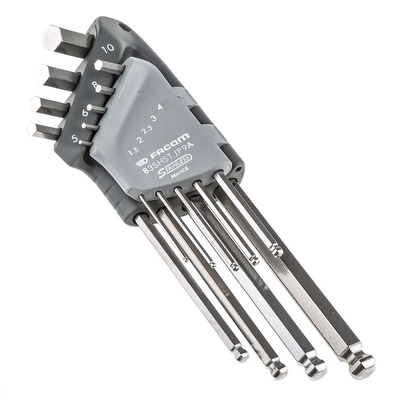 Facom 9 piece L Shape Metric Hex Key Set, 1.5mm
