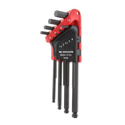 Facom 9 piece L Shape Metric Hex Key Set, 1.5mm