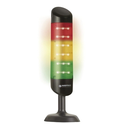 Werma Kompakt LED Beacon Tower With Buzzer, 3 Light Elements, Green, Red, Yellow, 24 V dc