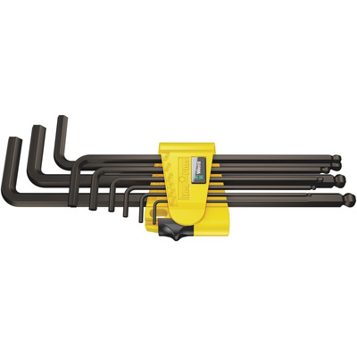 Wera 9 piece L Shape Imperial Hex Key Set, 5/64 → 3/8in