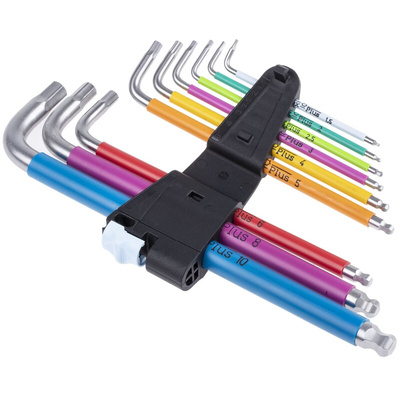 Wera 9 piece L Shape Metric Hex Key Set, 1.5 → 10mm