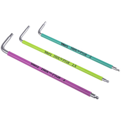 Wera 9 piece L Shape Metric Hex Key Set, 1.5 → 10mm
