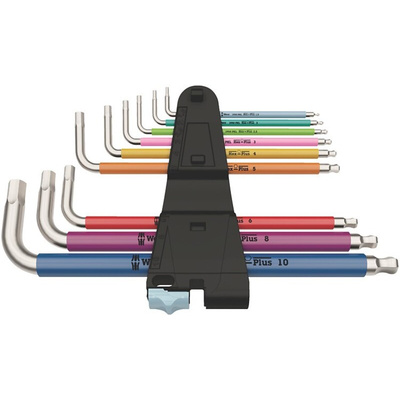 Wera 9 piece L Shape Metric Hex Key Set, 1.5 → 10mm