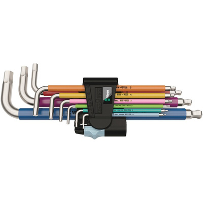 Wera 9 piece L Shape Metric Hex Key Set, 1.5 → 10mm