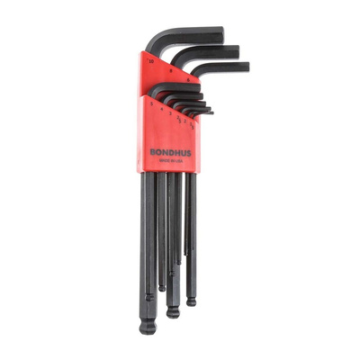 Bondhus 9 piece L Shape Metric Hex Key Set, 1.5 → 10mm
