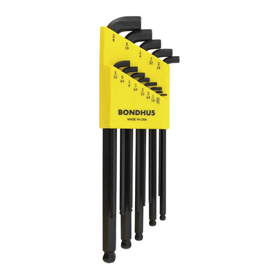 Bondhus 13 piece L Shape Imperial Hex Key Set, 0.05 → 7/32"