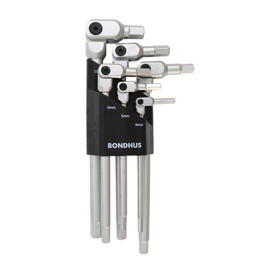 Bondhus 6 piece L Shape Metric Hex Key Set, 4 → 10mm