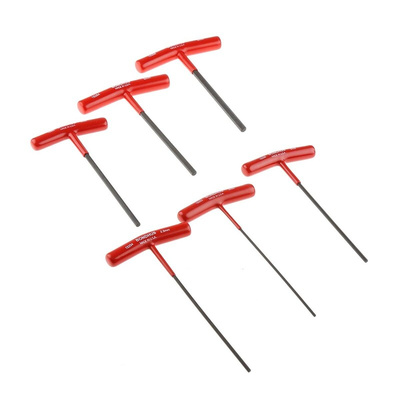 Bondhus 6 piece T Shape Metric Hex Key Set, 2 → 6mm