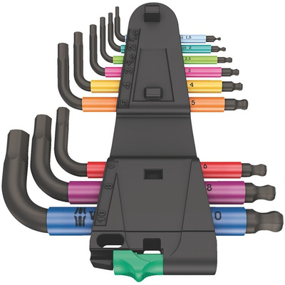 Wera 9 piece L Shape Metric Hex Key Set, 1.5 → 10mm