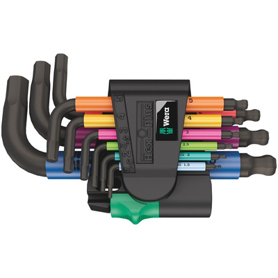 Wera 9 piece L Shape Metric Hex Key Set, 1.5 → 10mm