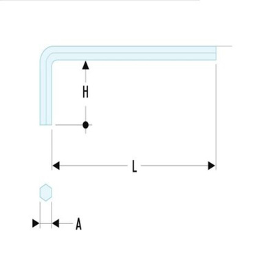 Facom 5 piece L Shape Metric Hex Key Set, 4mm