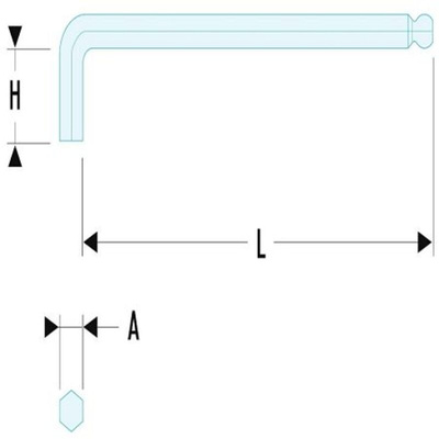 Facom 5 piece L Shape Metric Hex Key Set, 2.5mm