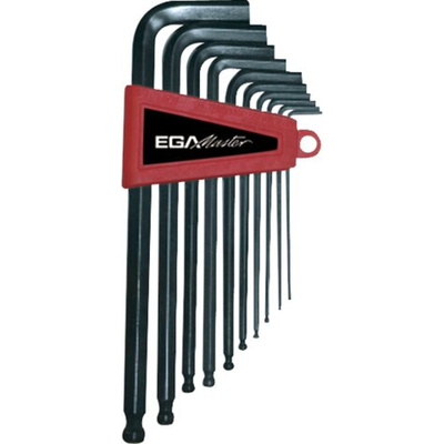 Ega-Master 10 piece L Shape Metric Hex Key Set, 1.5 mm, 2.5 mm, 2 mm, 3 mm, 4 mm, 5.5 mm, 5 mm, 6 mm, 8 mm, 10 mm