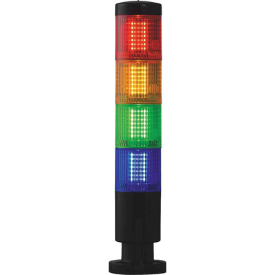 RS PRO Red/Green/Amber/Blue Signal Tower, 4 Lights, 24 V, Screw Mount