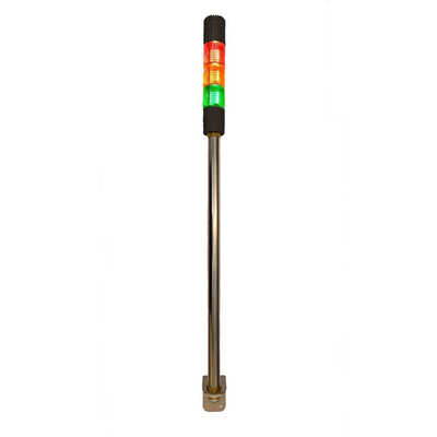RS PRO Red/Green/Amber Signal Tower, 3 Lights, 24 V ac/dc, Screw Mount