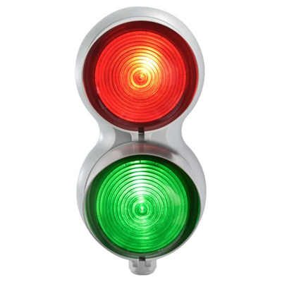 RS PRO Green, Red Traffic Light LED Beacon, 2 Lights, 12 → 24 V ac/dc, Surface Mount