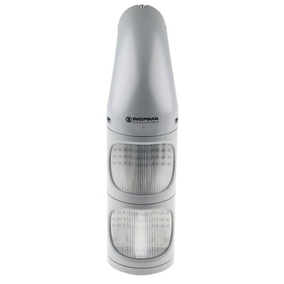 Werma 894 Series Clear Signal Tower, 2 Lights, 115 → 230 V ac, Tube, Wall Mount
