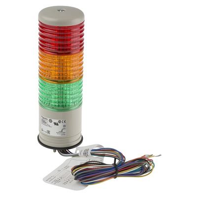 Schneider Electric Harmony XVC6 Series Red/Green/Amber Buzzer Signal Tower, 3 Lights, 24 V ac/dc, Surface Mount