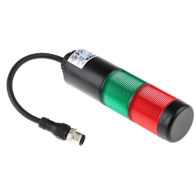 Werma Kompakt 37 Series Red/Green Buzzer Signal Tower, 2 Lights, 24 V ac/dc, Base Mount, Tube