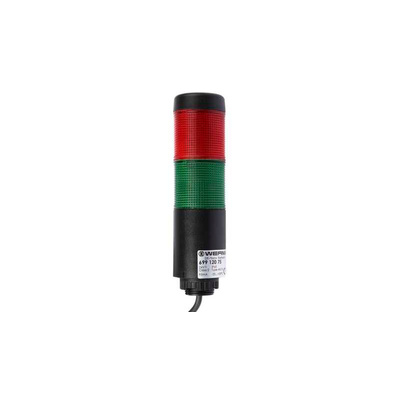 Werma Kompakt 37 Series Red/Green Buzzer Signal Tower, 2 Lights, 24 V, Base Mount, Tube