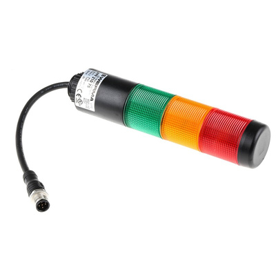 Werma Kompakt 37 Series Red/Green/Yellow Buzzer Signal Tower, 3 Lights, 24 V, Base Mount, Tube