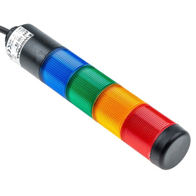 Werma Kompakt 37 Series Blue, Green, Red, Yellow Buzzer Signal Tower, 4 Lights, 24 V ac/dc, Base Mount, Tube