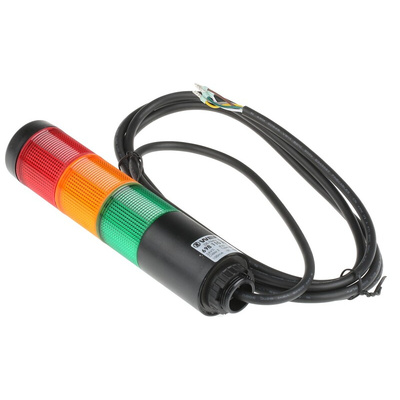 Werma Kompakt Series Red/Green/Yellow Signal Tower, 3 Lights, 24 V, Base Mount