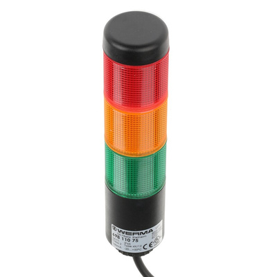 Werma Kompakt Series Red/Green/Yellow Signal Tower, 3 Lights, 24 V, Base Mount