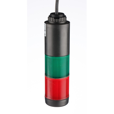 Werma Kompakt Series Red/Green Signal Tower, 2 Lights, 24 V, Base Mount