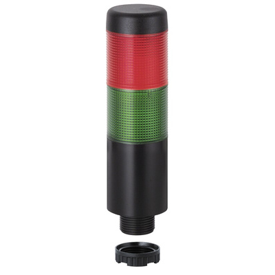 Werma Kompakt 37 Series Red/Green Signal Tower, 2 Lights, 24 V ac/dc, Base Mount