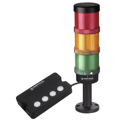 Werma KombiSIGN 72 Series Green, Red, Yellow Andon Light Kit, 3 Lights, 24 V dc, 90 → 250 V ac, Base Mount