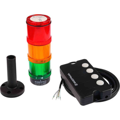 Werma KombiSIGN 72 Series Green, Red, Yellow Andon Light Kit, 3 Lights, 24 V dc, 90 → 250 V ac, Base Mount