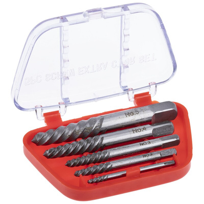 RS PRO 5 piece Alloy Steel Screw Extractor Set