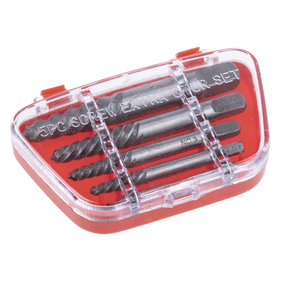 RS PRO 5 piece Alloy Steel Screw Extractor Set