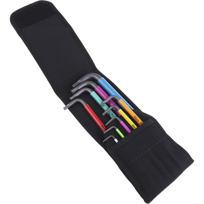 Wera 9 piece L Shape Imperial Hex Key Set, 5/64 → 3/8in