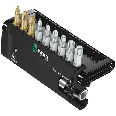 Wera Driver Bit Set 10 Pieces, Hexagon, Pozidriv, Torx