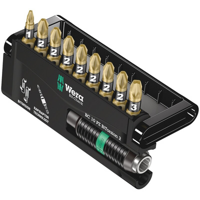 Wera Driver Bit Set 10 Pieces, Hexagon, Pozidriv