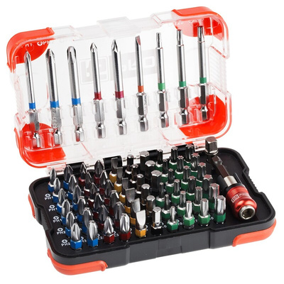 RS PRO Driver Bit Set 71 Pieces, Flat, Hex, Phillips, Pozidriv, Square, Tampered Torx, Torx