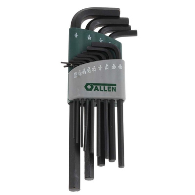 Allen 13 piece L Shape Imperial Hex Key Set, 0.05 → 3/8in