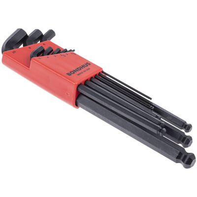 Bondhus 9 piece L Shape Metric Hex Key Set, 1.5 → 10mm