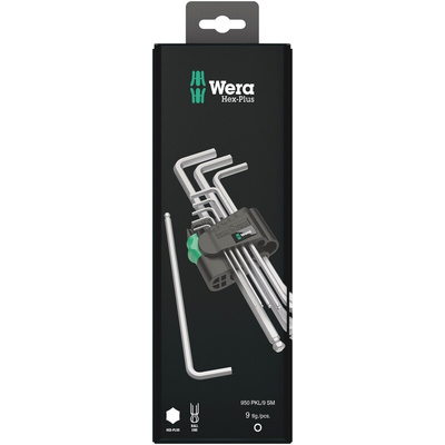 Wera 9 piece L Shape Metric Hex Key Set, 1.5 → 10mm