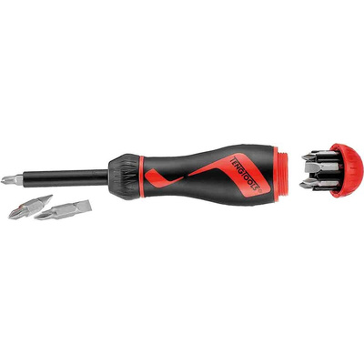 Teng Tools 1/4 in Hexagon Phillips, Pozidriv, Slotted, Torx Ratchet Screwdriver, 175 mm length