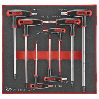 Teng Tools 7 piece L Shape Metric Hex Key Set, 2.5 → 8mm