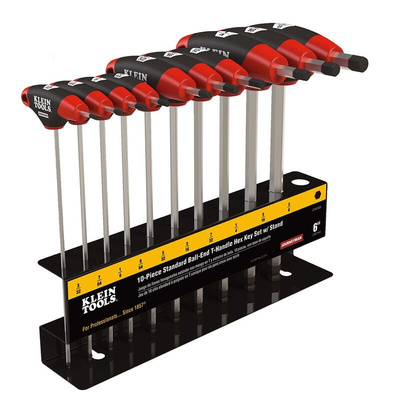 Klein Tools 10 piece T Shape Imperial Hex Key Set, 3/32 → 3/8in
