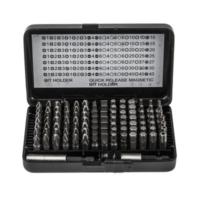 MTI Driver Bit Set 100 Pieces, Hexagon, Phillips, Pozidriv, Slotted, Torx, Torx Bo