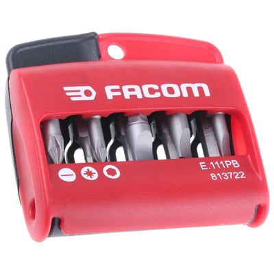 Facom Driver Bit Set 10 Pieces, Hexagon, Pozidriv, Slotted