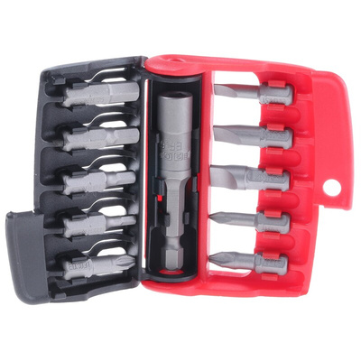 Facom Driver Bit Set 10 Pieces, Hexagon, Pozidriv, Slotted