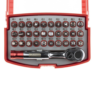 RS PRO Driver Bit Set 32 Pieces, Hexagon, Phillips, Pozidriv, Slotted, Tamperproof Torx